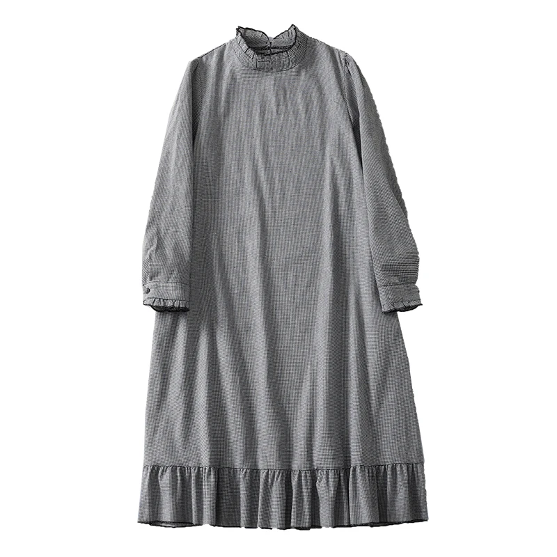 NYFS 2025: весна-осень, новые винтажные свободные женские платья, Vestidos Robe Ete Femme Elbise, хлопковое льняное платье с длинными рукавами и принтом (art.: 3920cbc97300a) - 3920cbc97300a