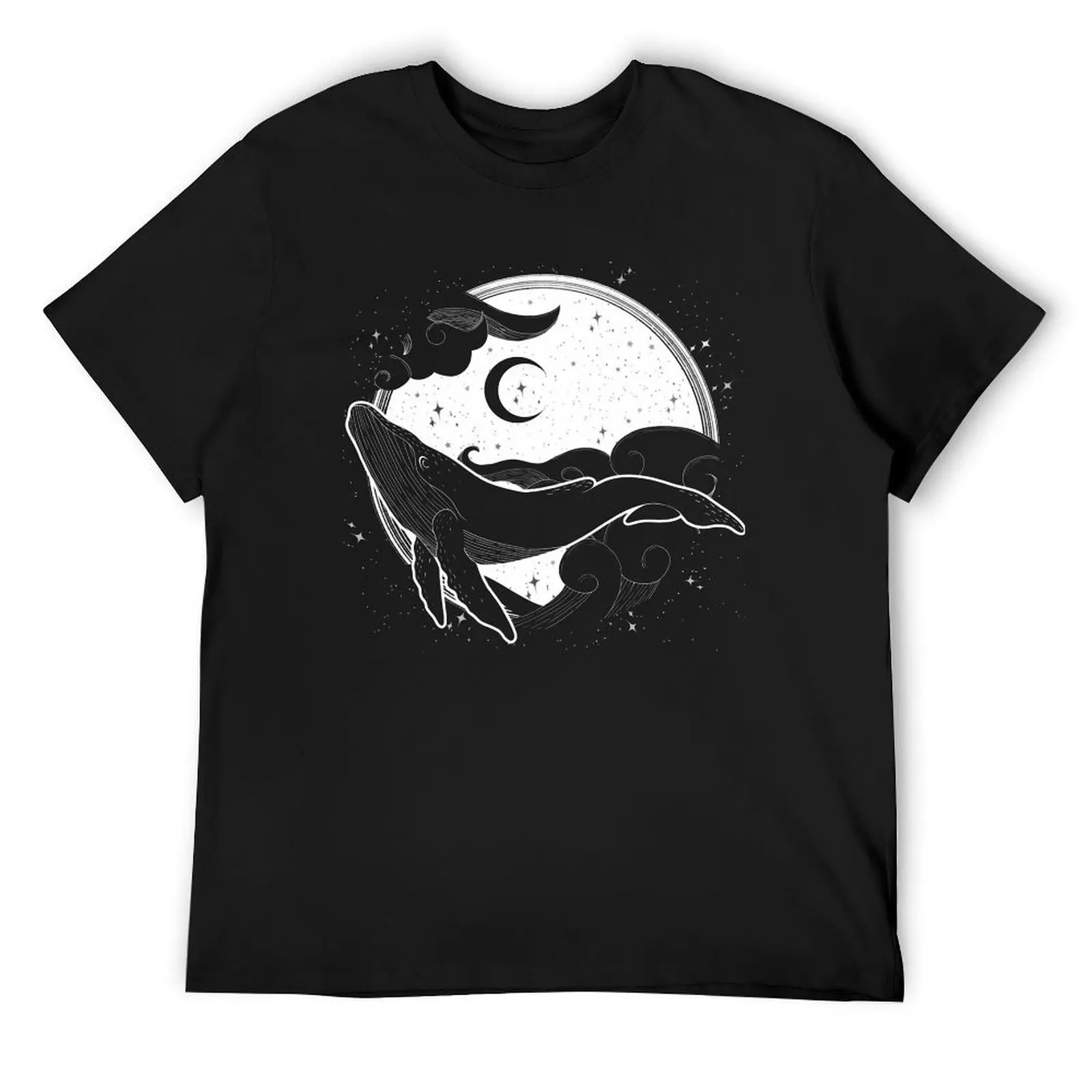 Черно-белая футболка с небесным китом и принтом животных для мальчиков