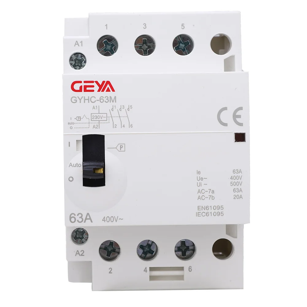 

220V AC контактор для дома 3P63A 3NO 50HZ IP40 SELV VAC изоляционное напряжение с ручным управлением для домашнего хозяйства