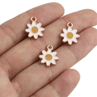 10pcslot enamel sun flower charms alloy pendants for diy jewelry making earrings pendant necklaces keychain craft accessories