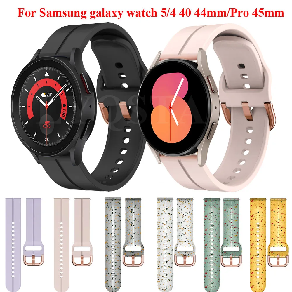 

20mm Silicone Strap For Samsung Galaxy Watch 5 pro 45mm/4 40mm/44mm No Gap Bracelet For Galaxy Watch 4 Classic 46mm/42mm Correa