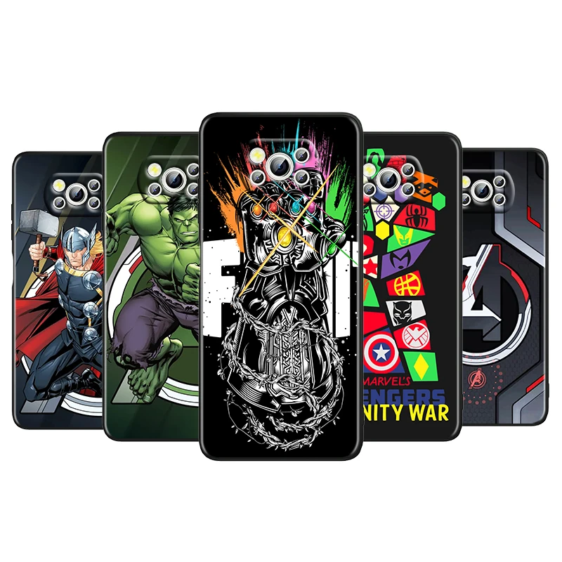 

Heroes Marvel Cool For Xiaomi Poco M4 X3 F3 GT NFC M3 C3 M2 F2 F1 X2 Pro Mi Mix3 Soft Silicone Black Phone Case Cover Coque Capa
