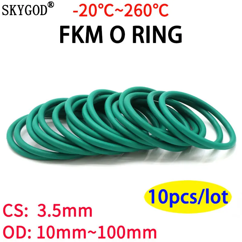 10 шт. CS3.5mm OD ~ 100 мм зеленый FKM фтор резиновое уплотнительное кольцо уплотнительная