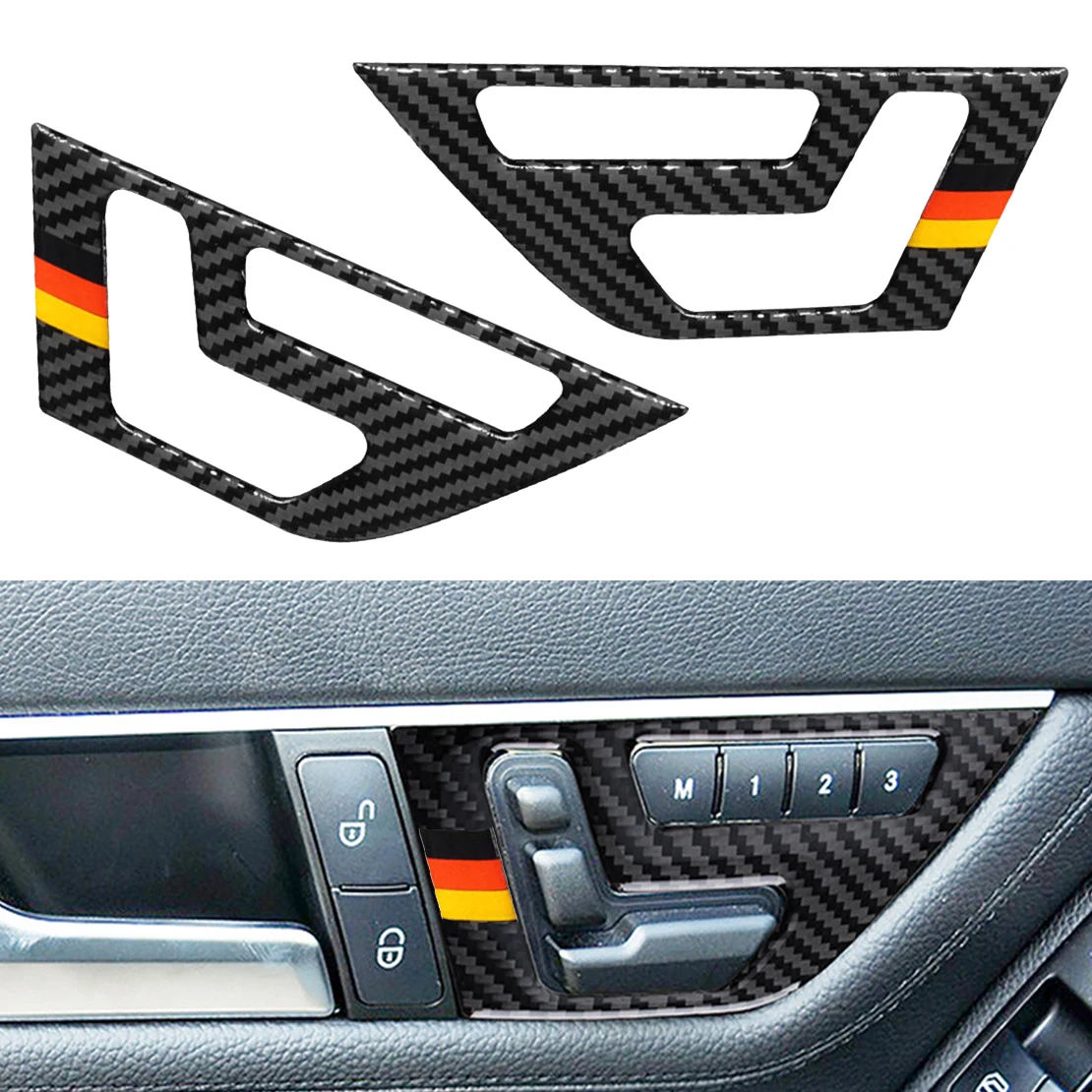 

2 шт., накладки на внутреннюю дверь автомобиля из углеродного волокна для Mercedes Benz C Class W204 2013 2012 2011 2010 2009 2008 2007
