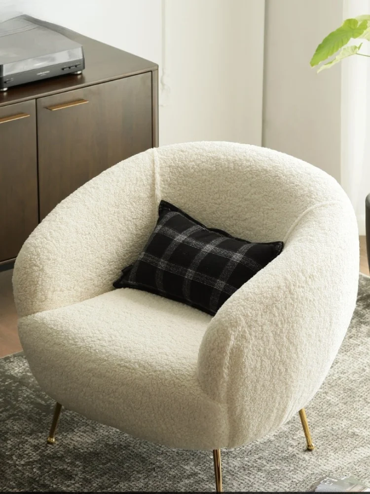

GY Single Sofa Nordic Ins Light Luxury Creative Expression Simple Fabric White Lambswool Small Apartment
