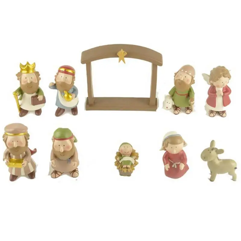 

Resin Tabletop Nativity Set 10pcs Christmas Nativity Figurine Scene Set Hand Painted Resin Figurines Collection Christmas Gift
