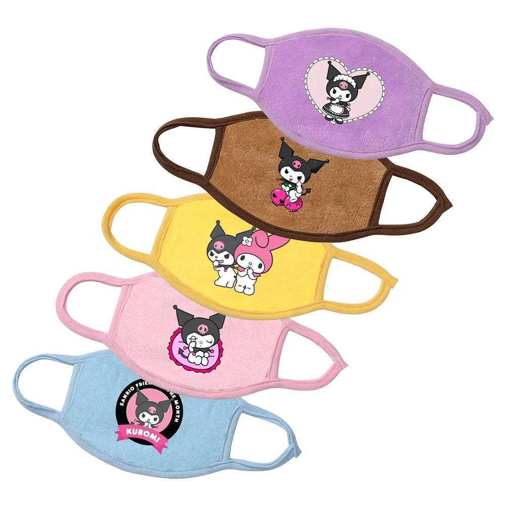 

The New Kuromi Mask Cartoon Cute Candy Color Protective Plush Color Mask Autumn and Winter Windproof and Warm Best Gift