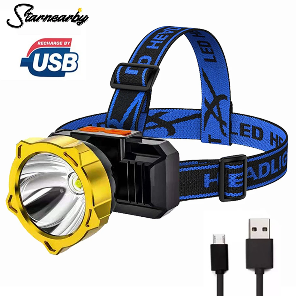 

Headlamp Portable Mini LED Headlight 1200mAh Built-in Battery Flashlight USB Rechargeable Head Lamp Torch for Camping Fishing