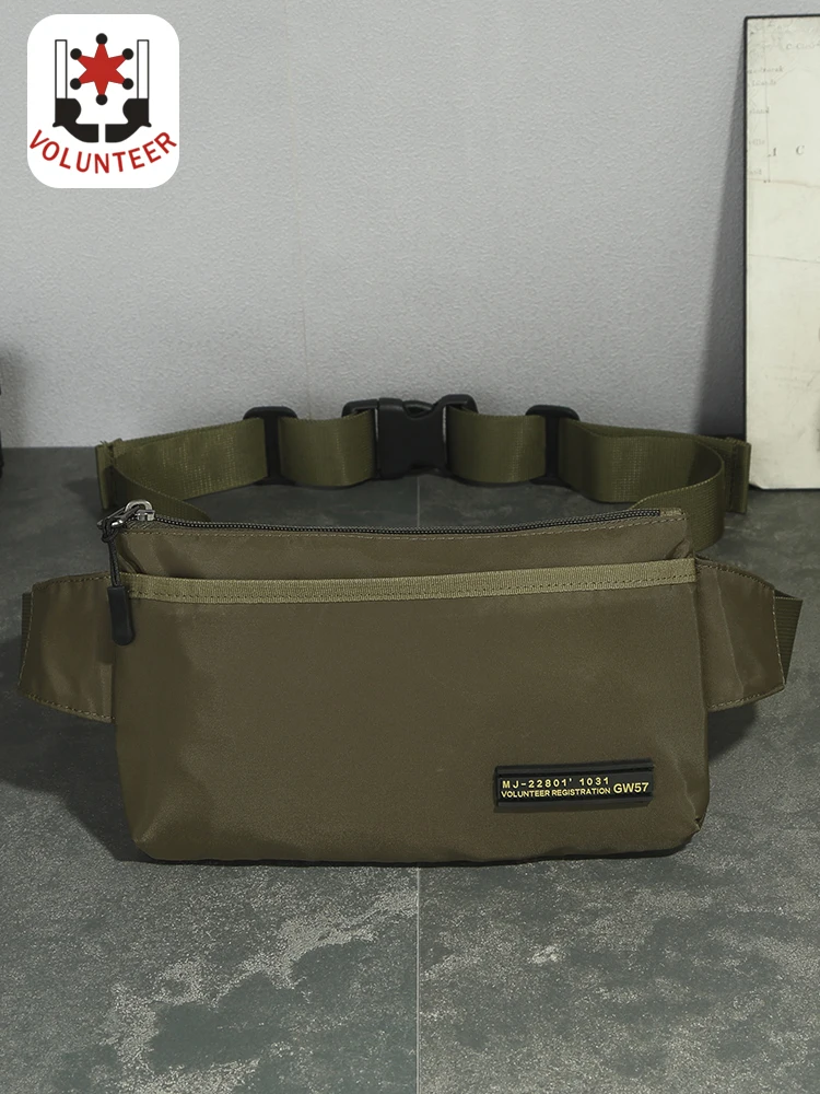 Volunteer Waist Bags for Men 2023 New Fashion Solid Casual Vintage Phone Commuter Waterproof Oxford Cloth Crossbody Bag 1749-02