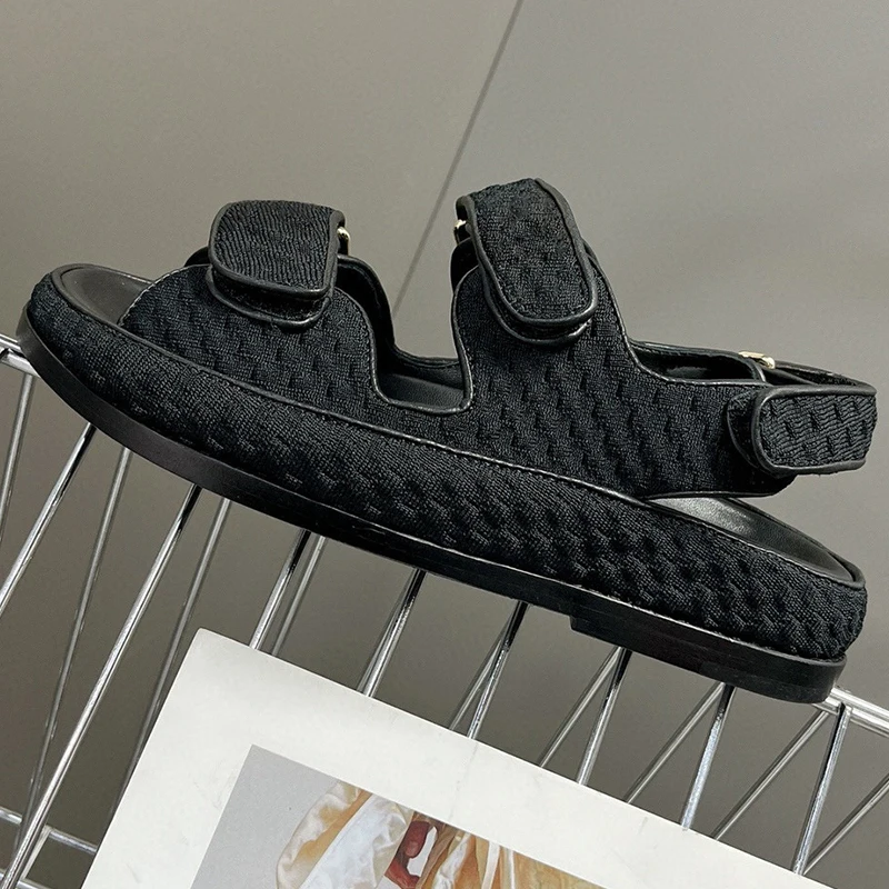 

Sandals Women Summer Genuine Leather Upper Metal Buckle Decor Open Toe Thick Bottom Female Shoes Fashion Versatile Fairy Shoes