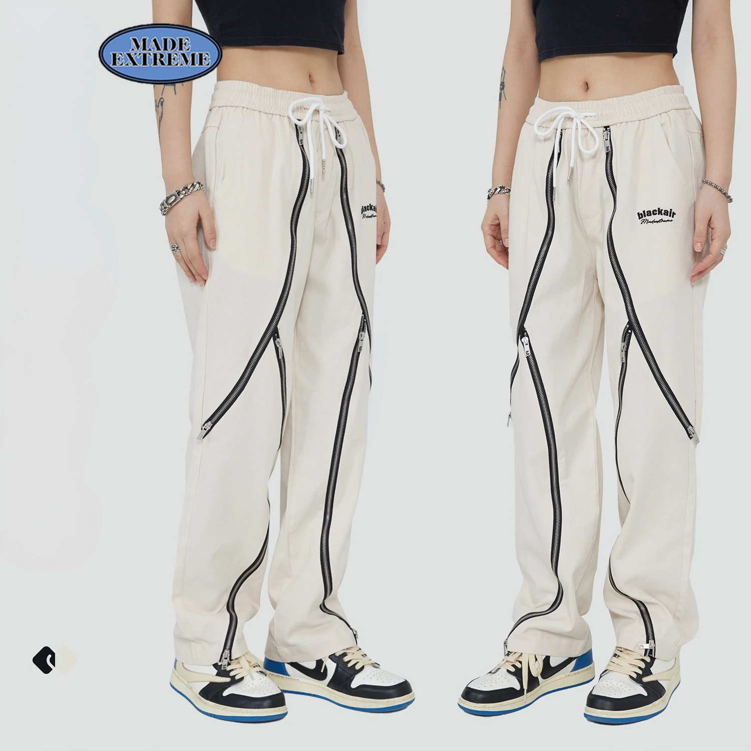 MADE EXTREME Multi-zip cargo pants japanese fashion joggers men harem pants men clothing tactical pants men hip hop clothes