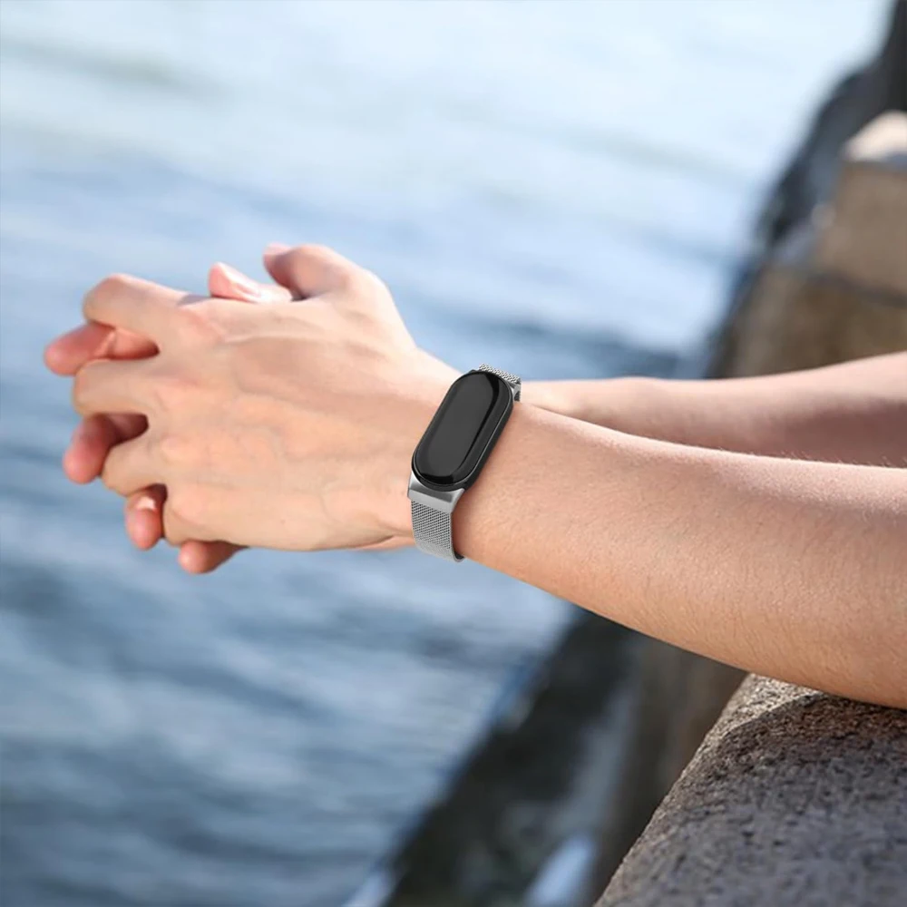 Фото Браслет из нержавеющей стали для mi band 8 9, аксессуары для miband 8, mi band 9, Магнитная Петля, ремешок для браслета Xiaomi mi band 9 №4
