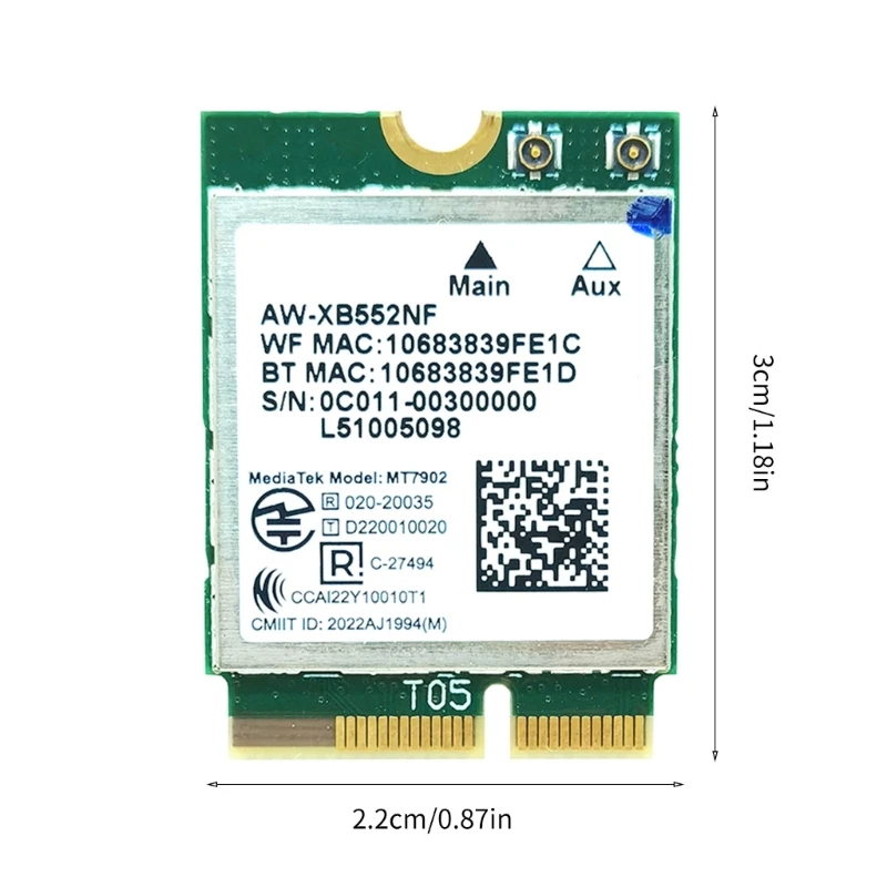 Карта MT7902 Wi-Fi 6E AW-XB552NF 2 6G 2400 Мбит/с BT5.2 NGFF Cnvi Wlan карта дропшиппинг