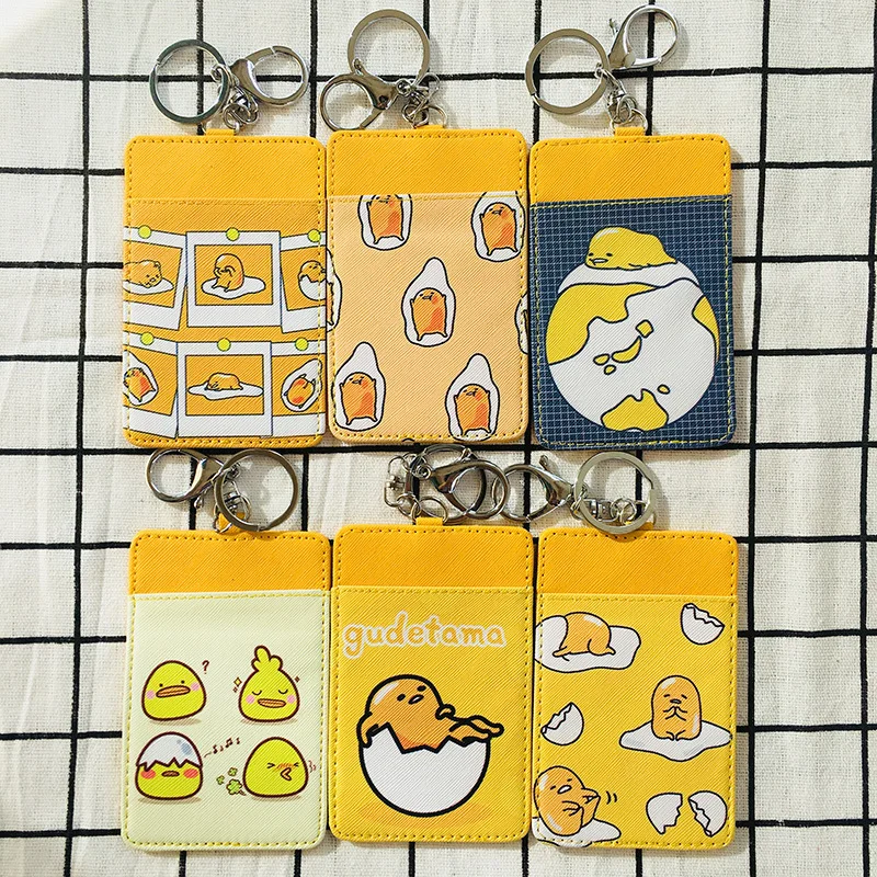 

New Sanrio Kawaii Gudetama Card Set Wallet Pendant Anime Cute Egg Yolk Brother Small Egg ID Holder Key Chain Holiday Gift