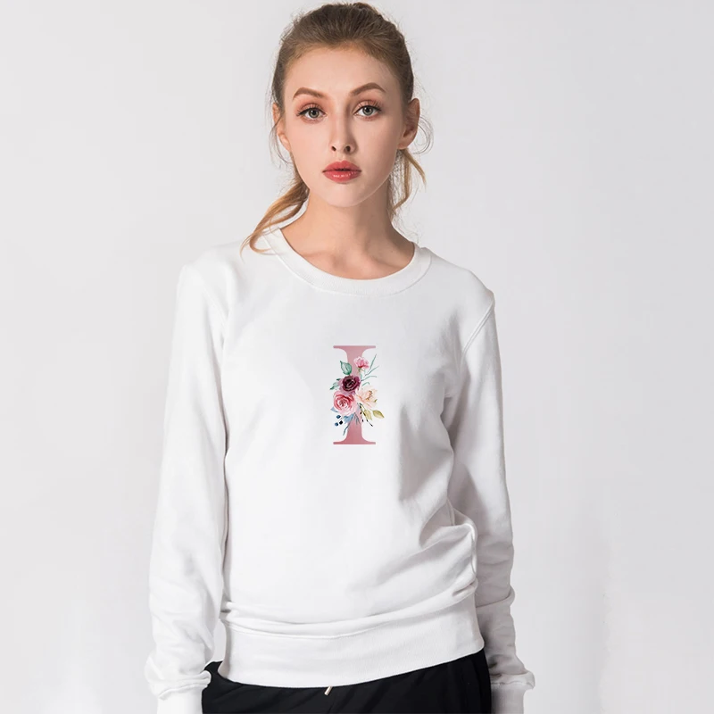 

Пуловер женский с круглым вырезом, Модный свитшот с принтом надписи, повседневный топ свободного покроя, одежда розового цвета