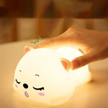 USB 충전식 야간 조명, 고양이 오리 실리콘 야간 조명, 터치 센서, 침실, 침대 머리맡 램프, 어린이용 리모컨 포함, 아기 선물