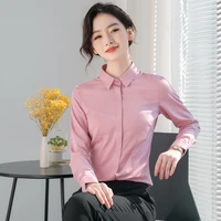 korean pink bamboo fiber shirt womens long sleeve breathable plus size work clothes business wear business workwear shirt top