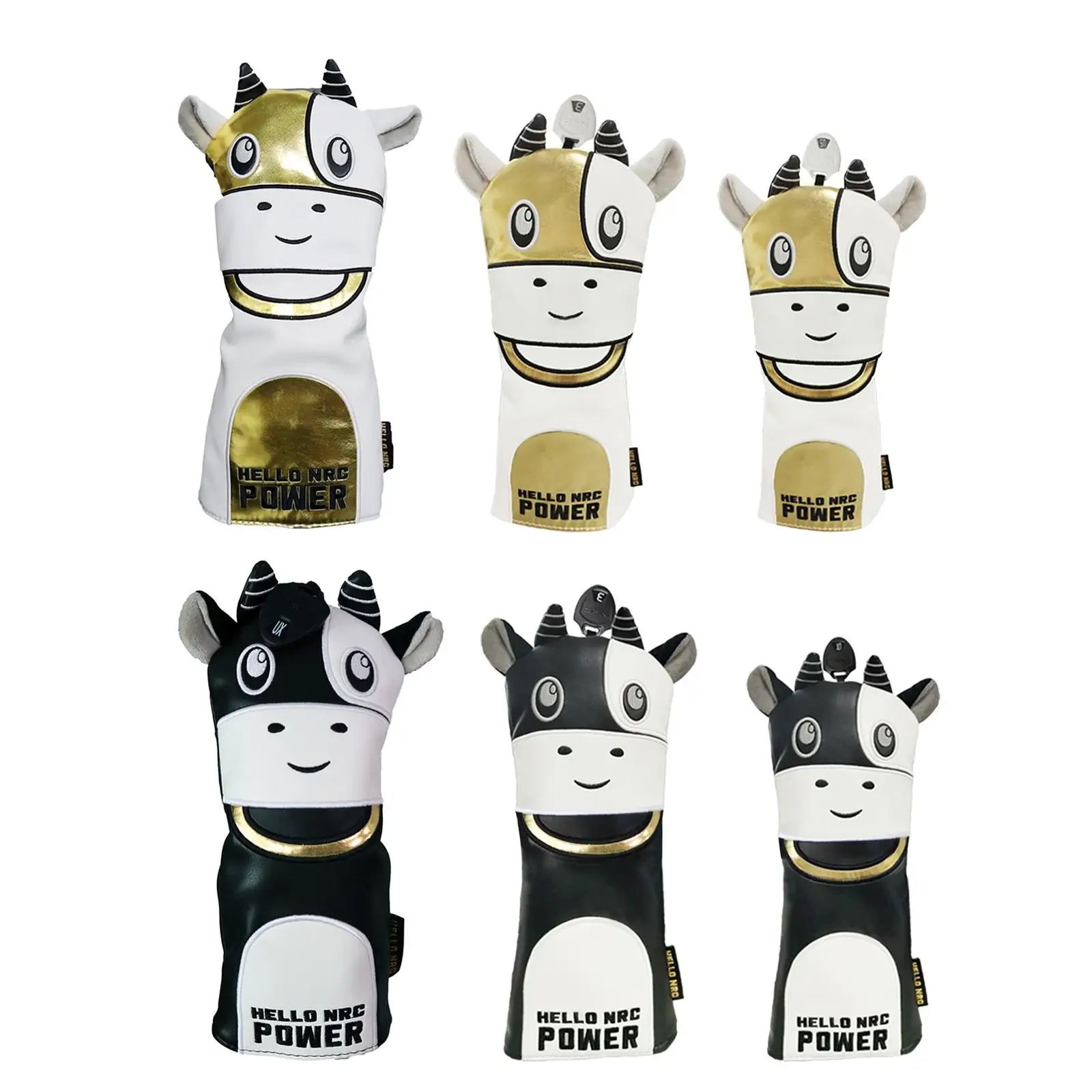 

Embroidery Pattern Cow Headcovers Golf Driver Leather Style Hybrid Headcovers Fairway Woods Water-Proof Protective Covers