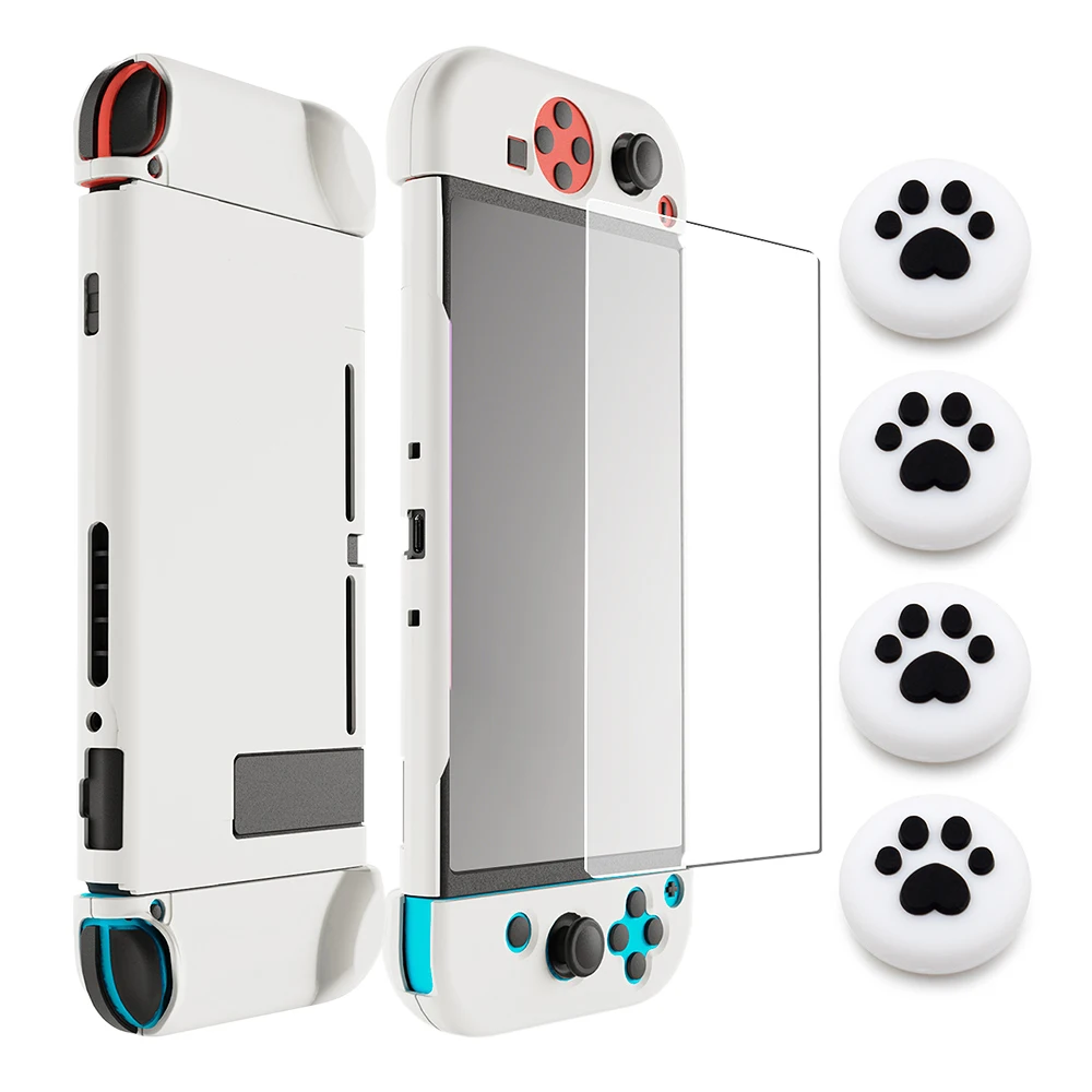 

Dockable Hard Shell Case Cover for Nintendo Switch Console Screen Protector Glass Film with Thumbstick Grip for Switch Joycon