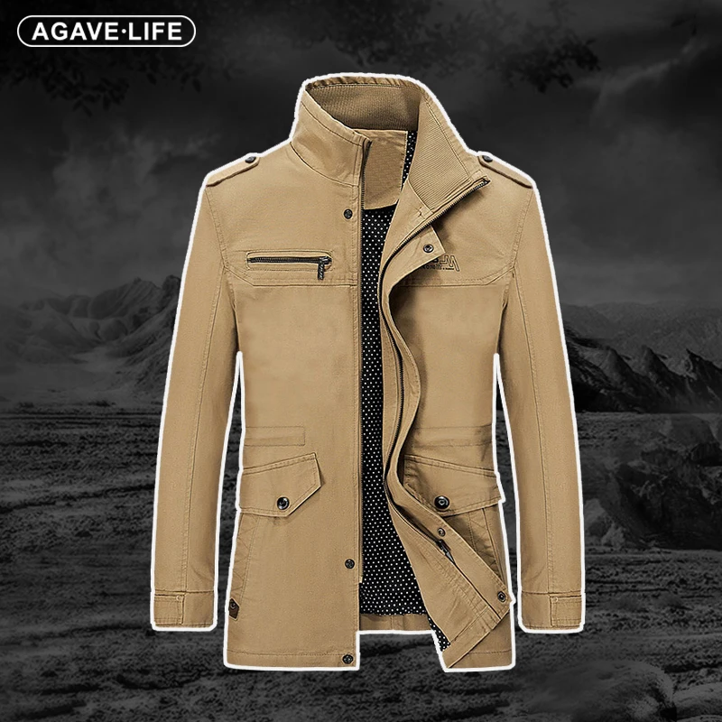

Высококачественная Мужская куртка в стиле милитари, уличная хлопковая потертая Повседневная приталенная куртка, новинка на весну и осень, Тренч, мужская верхняя одежда