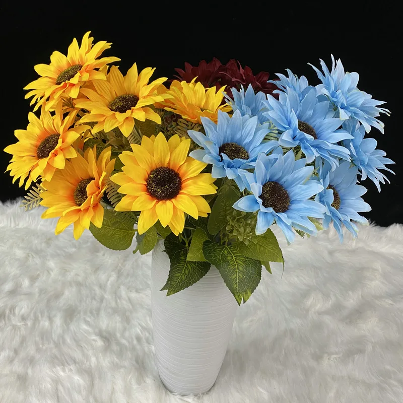 

Artificial Flowers Sunflower Birthday Party Room Decoration 10 Head Wedding Bridal Bouquet Ornaments Garden Decoration Outdoor
