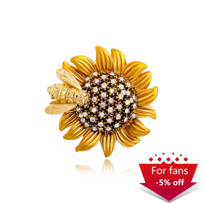 

Luxury Brand Bee Brooch for Women Designer Retro Smart Daisy Female Sunflower Corsage Insect Animal Pin Shipping From Brazil