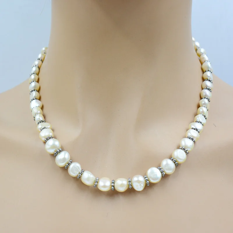 Ожерелье из натурального розового культивированного пресноводного жемчуга ААА