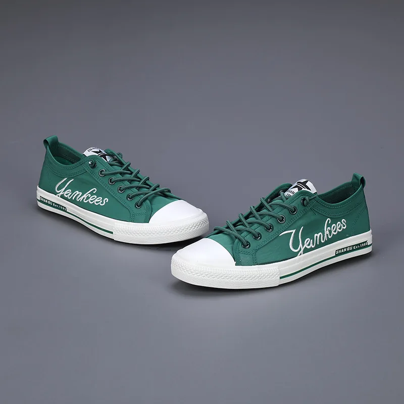 Осенние модные мужские повседневные туфли удобные холщовые кроссовки с вышивкой