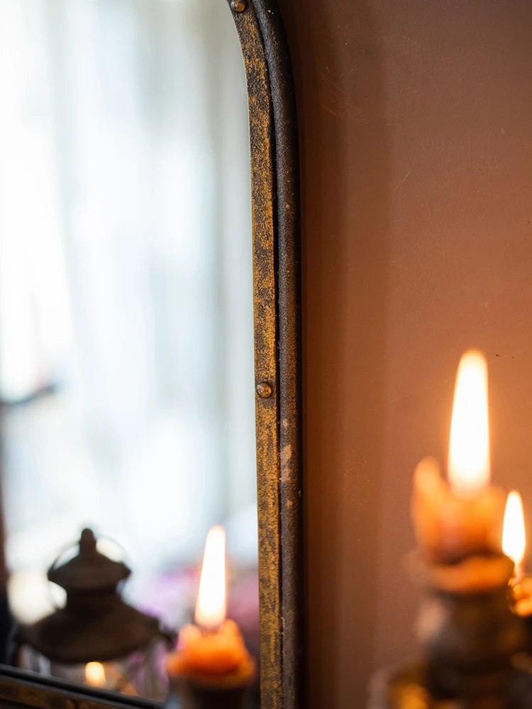 Дуговое зеркало из кованого железа винтажное украшение для макияжа ванной