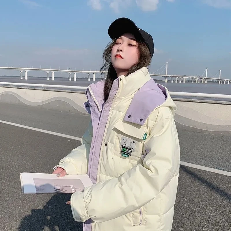 Зимние куртки больших размеров женское пуховое хлопковое пальто утепленное с