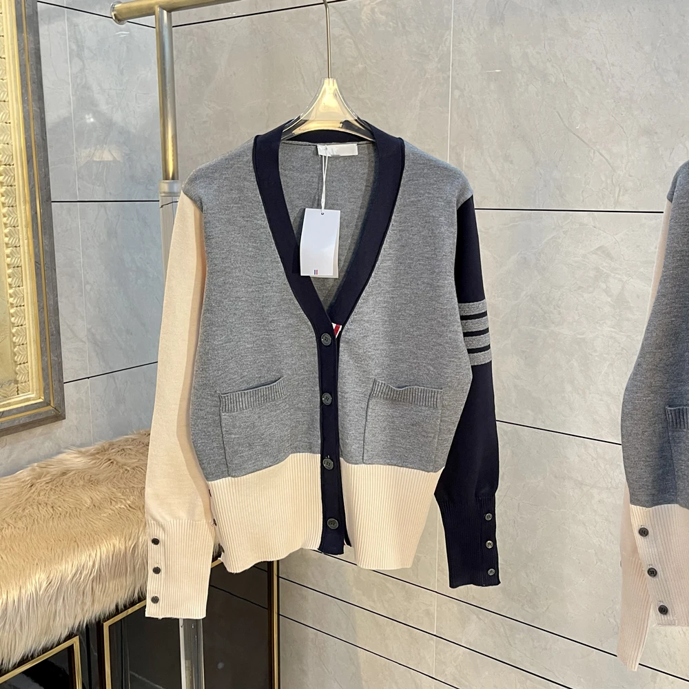 

Новинка весна-осень 2022, ветрозащитная накидка для колледжа, свитер в полоску, трива, свитер с V-образным вырезом