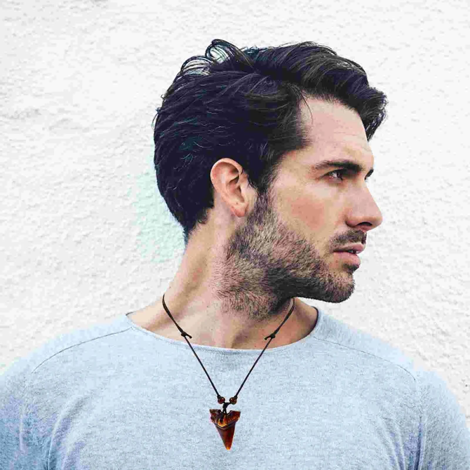 Ожерелье акулий зуб Пляжное ожерелье для серфинга мальчиков деревянная подвеска