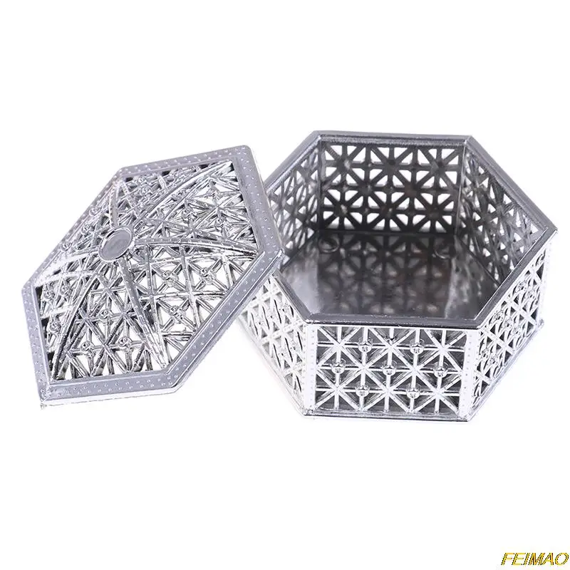 1 шт. креативная Шестигранная полая Золотая и Серебряная пластиковая коробка для