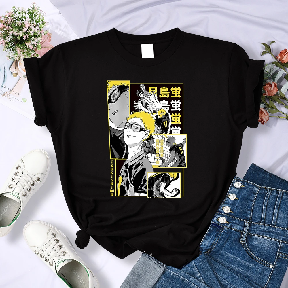 

Kei Tsukishima Haikyuu William Stratton Female T-Shirts Cool Street Crop Top Harajuku Summer Tee Clothing High Quality T Shirts