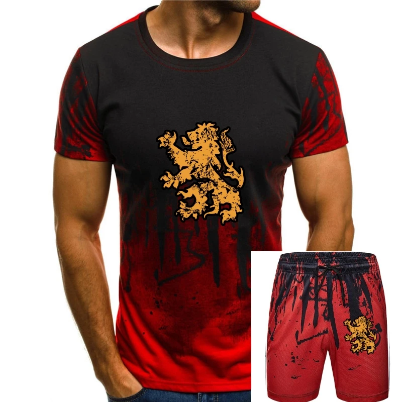 

Новая крутая Мужская футболка, модные футболки, модные футболки с принтом логотипа, мужские футболки с голландским львом и круглым вырезом