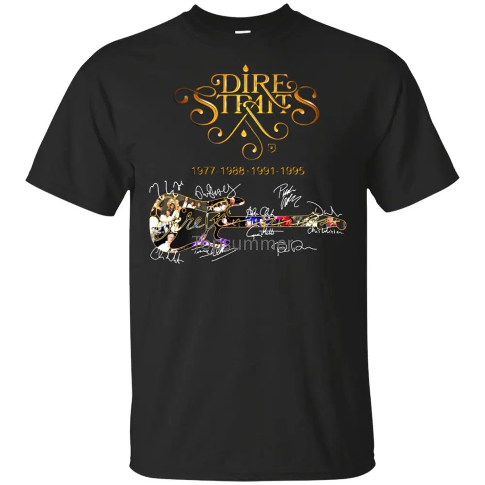 

Dire Straits 1977-1988-1991-1995 Signature T-Shirt Black-Navy For Men-Women Apparel Casual Tee Shirt