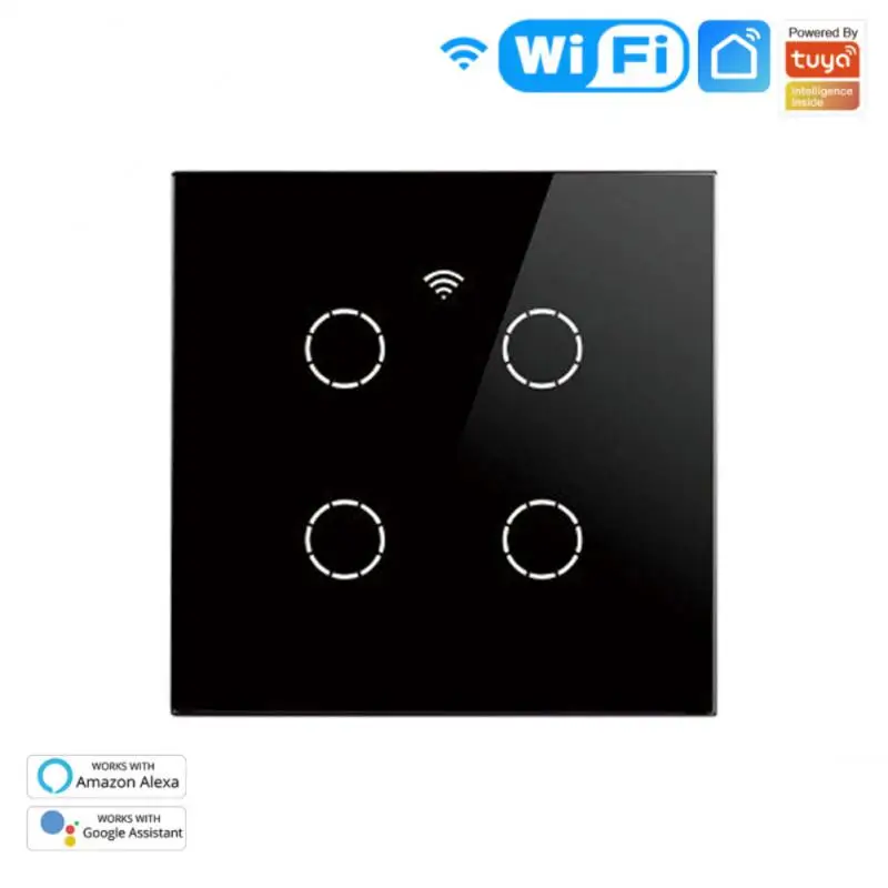 

Умный выключатель Aubess Tuya с поддержкой Wi-Fi, 220 В переменного тока, 4 сенсорных экрана