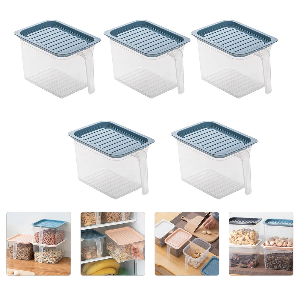 

5 PCS Refrigerator Crisper Food Fresh-keeping Box Preservation Fridge Containers Plastic Fruit Storage Sealed Case