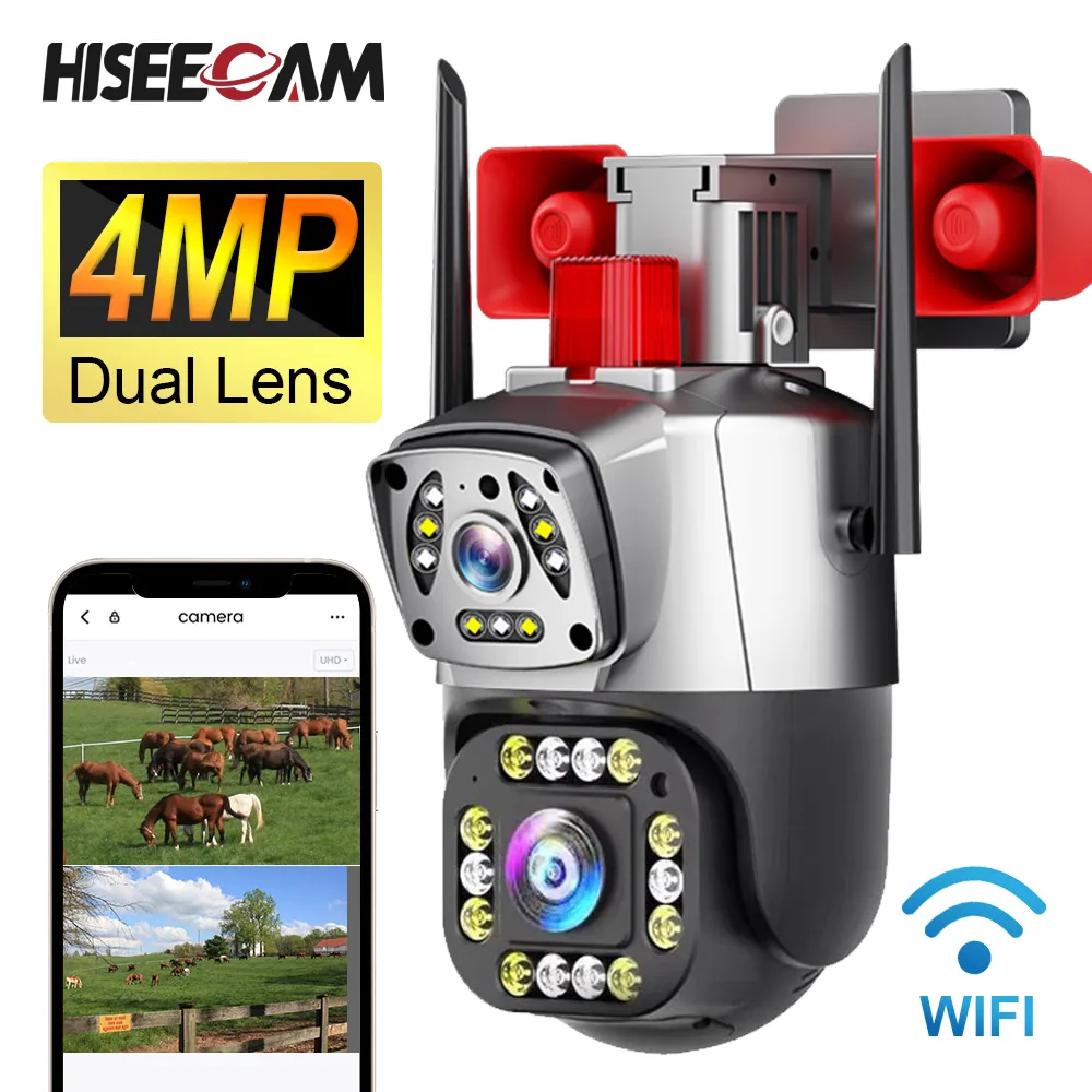 4MP 8MP 4K Dual Lens IP Camera Outdoor WiFi PTZ 10X Optical Zoom Auto Tracking Waterproof Night Vision Home Security CCTV Camera