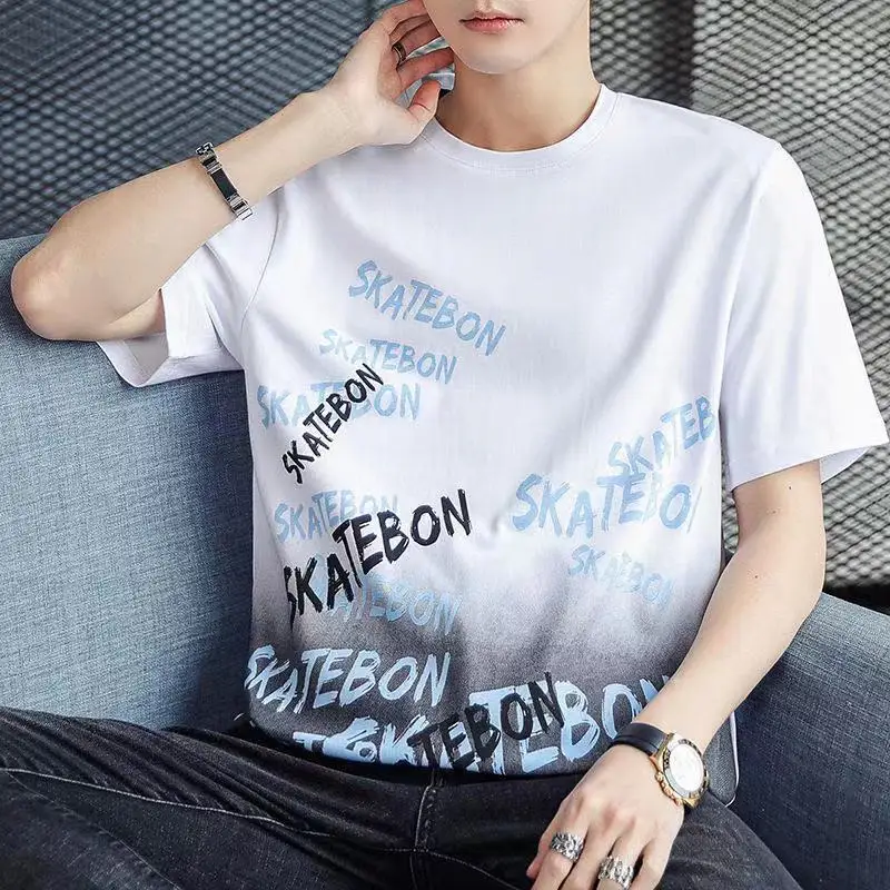 

J7886 summer new men's round neck printed short sleeve T-shirt.