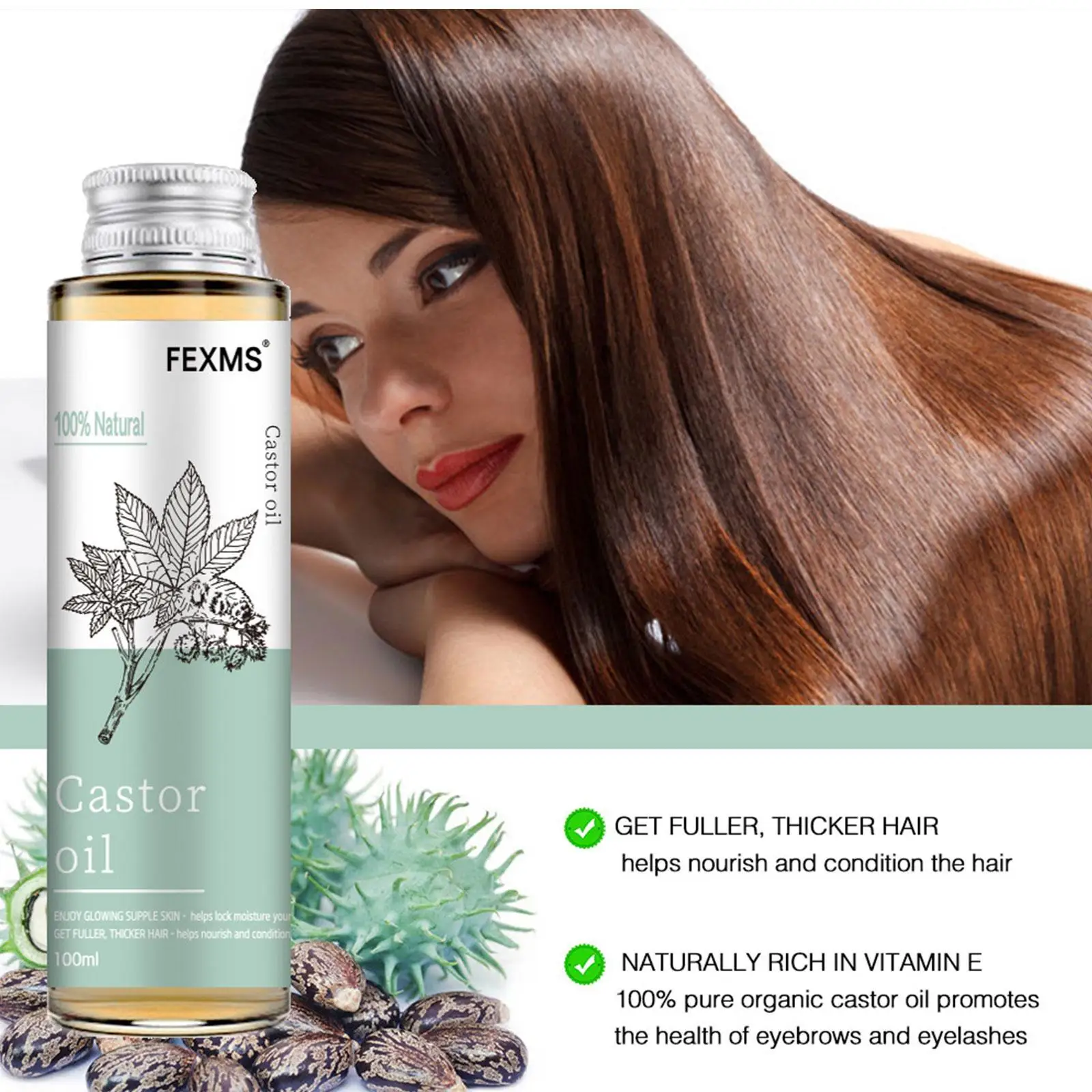 

100% Pure Castor Oil Massage Oil For Hair Growth, Eyelashes And Eyebrows Essential Oils Aromatherapy Beauty Salon Massage Oil