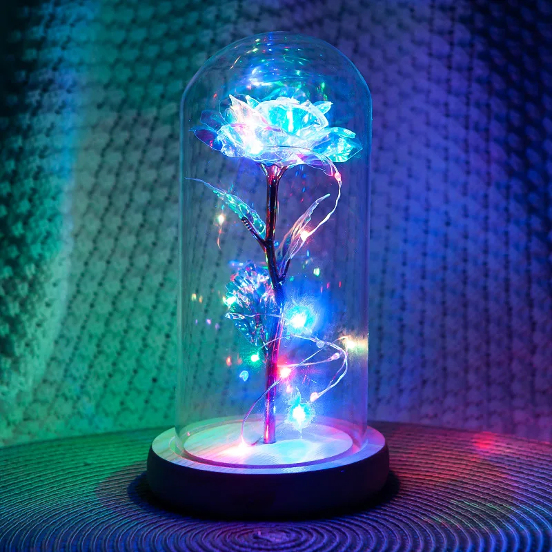 

Wedding Valentines Day Gift for Girlfriend Mothers Day Gift Eternal Rose LED Light Foil Flower In Real Glass Wedding Decoration
