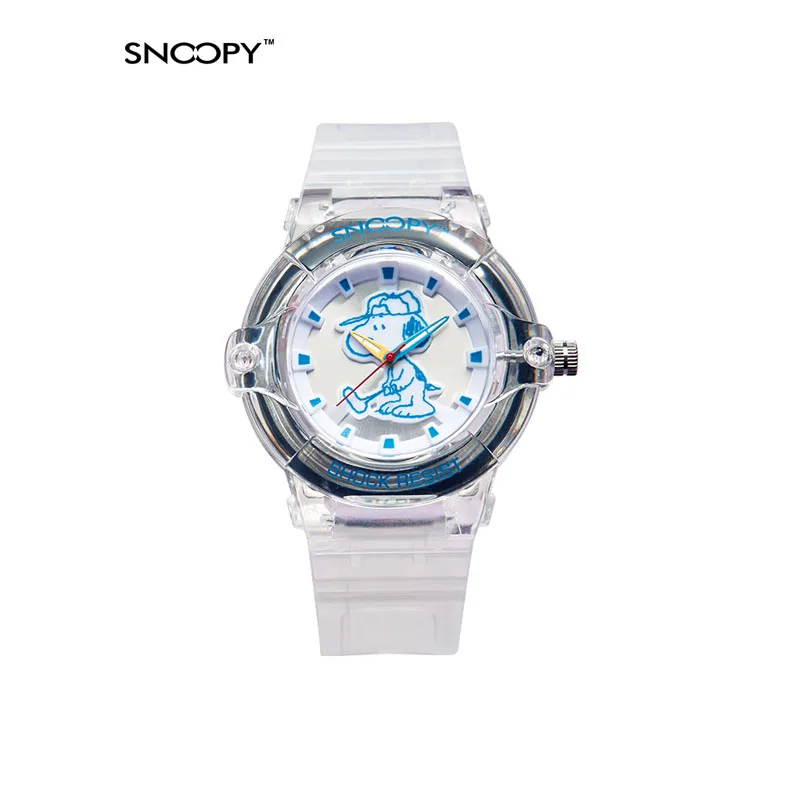 

Snoopy Transparent Strap Watch Girl Simple All-Match Jewelry Water Proof Student Sports Accessories Alarm Clock Decor Girl Gift