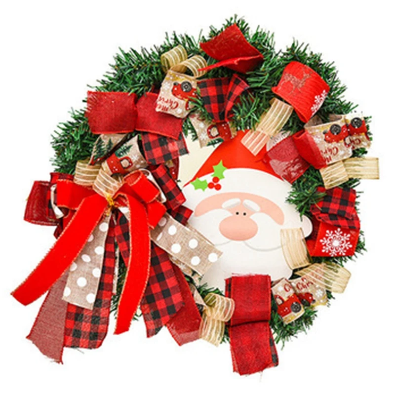 

Christmas Wreath Garland Decoration Santa Claus Bow Ornament Christmas Tree Pendant Decoration Home