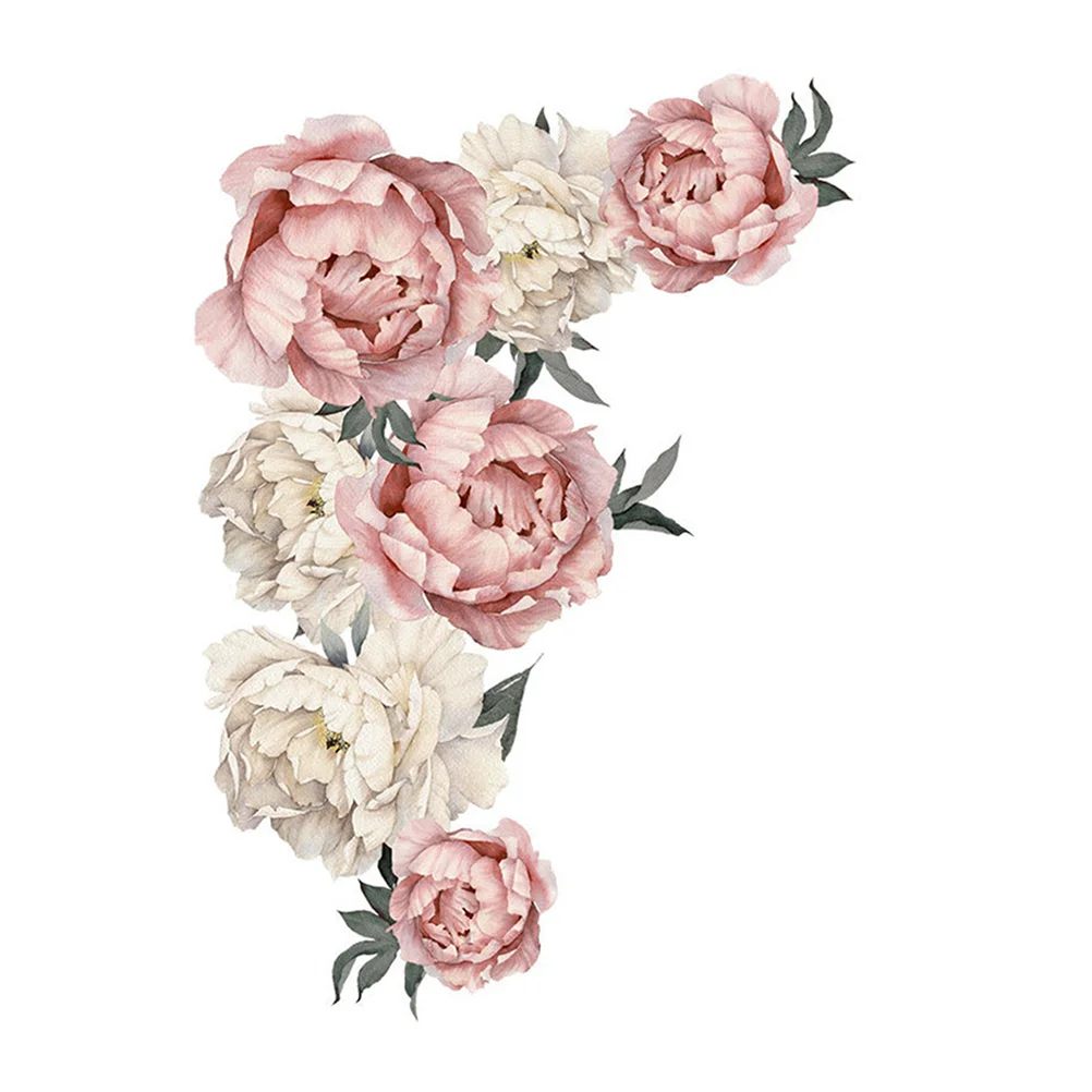 

Wall Decals Floral Flower Sticker Stickers Peony Rose Stick And For Decal Decor Room Peel 3D Wallpaper Mural Decorative Large