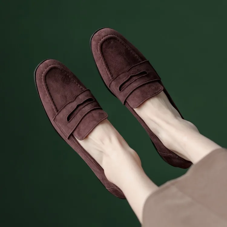 

Coffee Suede Loafers Women Slip On Flats Autumn Outside Walking Footwear Shoes Size40 Black Working Stilettos Apricot Moccasins