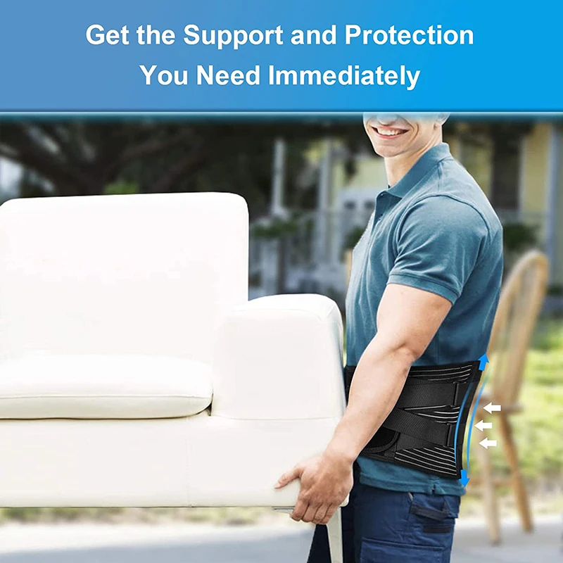Adjustable Lumbar Back Brace Breathable Lumbar Support Belt with 6 Stays Abdominal Binder Spine Decompression Waist Trainer