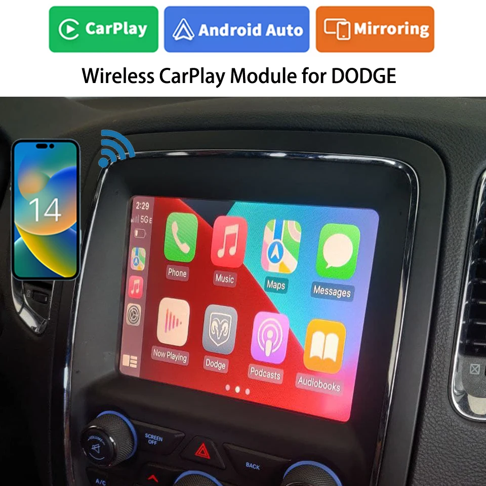 

Apple CarPlay Android Auto Decoder For Dodge RAM1500 2500 3500 8.4" Uconnect Car Interface Support Mirror-Link Car Play Airplay