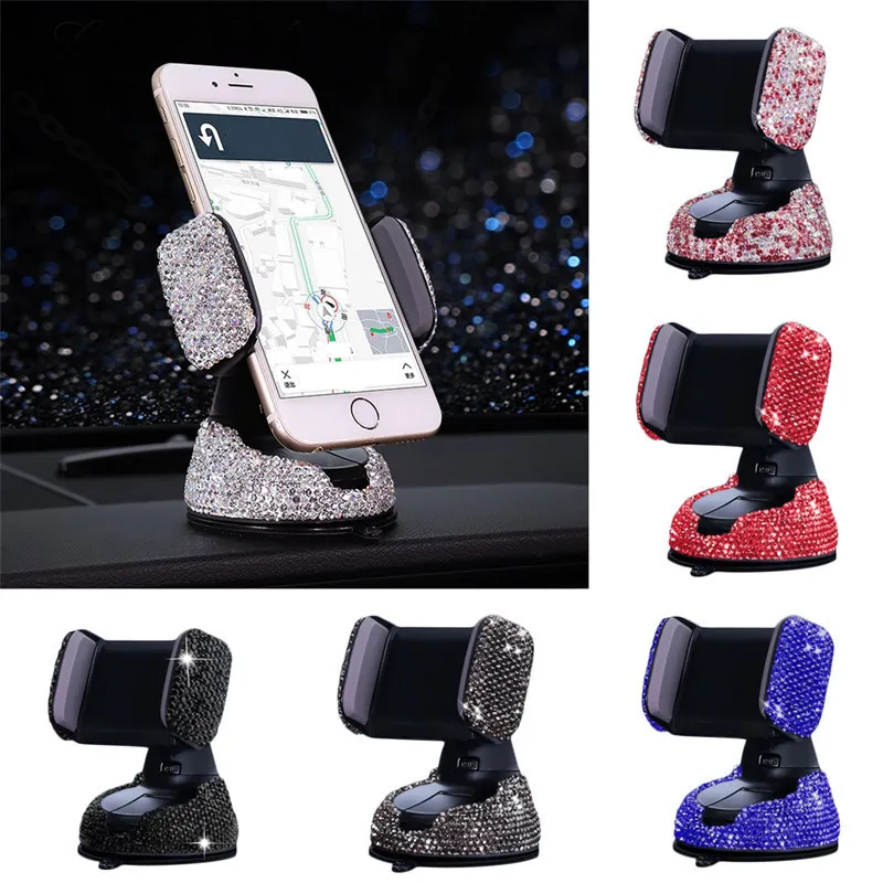 

Crystal Rhinestones 360 Degree Car Phone Holder for Car Dashboard Auto Windows and Air Vent Universal Car Mobile Phone Holder