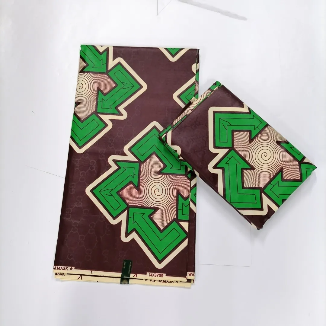 

2023 Afican Damask Wax Fabric Sewing Material 100% Cotton Prints 6 Yards Super High Quality For Dress Sewing Material T10